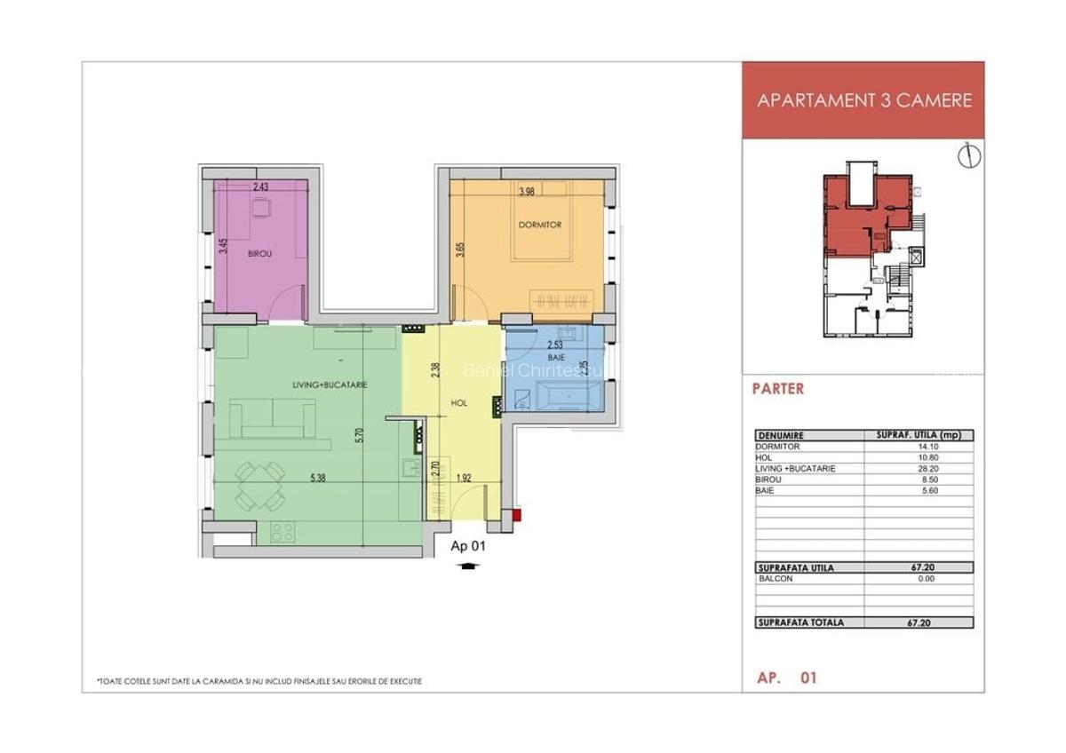 Apartament 3 Camere Open Space 67.7Mp Bloc Nou Grand Arena - 5