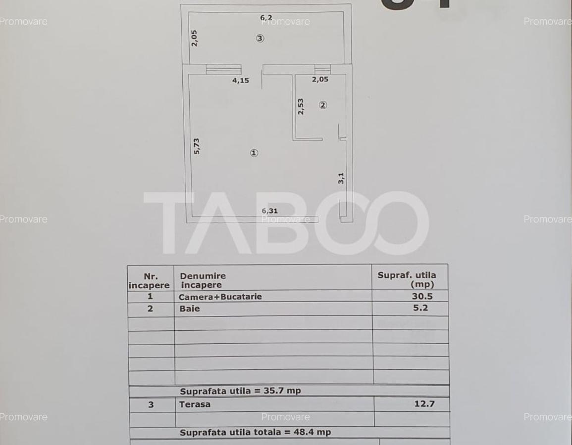 Studio in suprafata de 36 mp + 13 mp terasa nou finisaje premium - 1