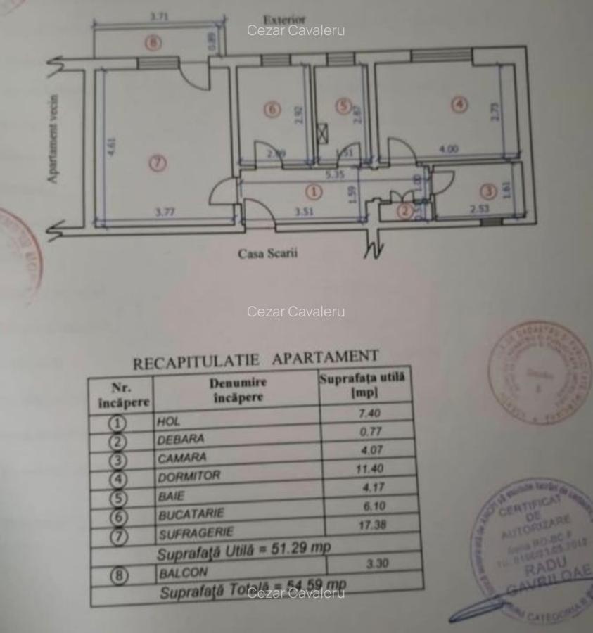Zimbru- 2 camere decomandate, etaj 1 - 7
