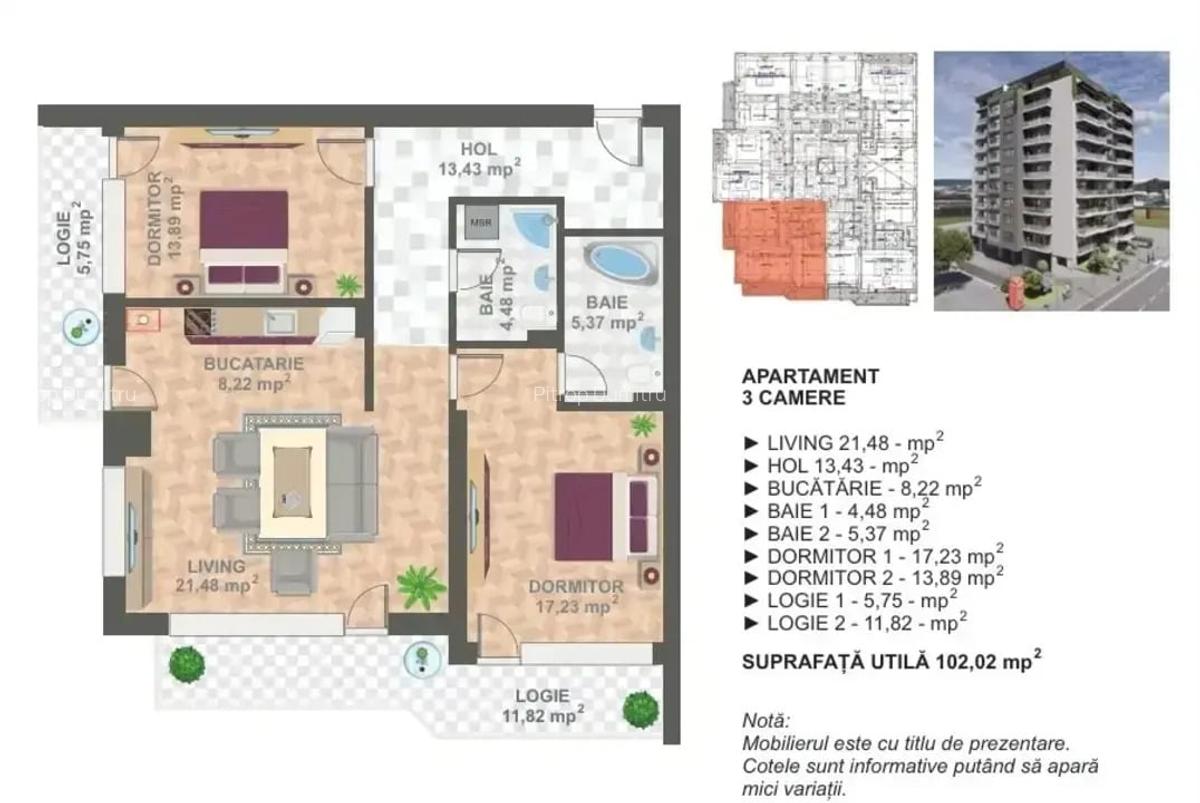 Apartament cu 3 camere în 13 Septembrie - 5