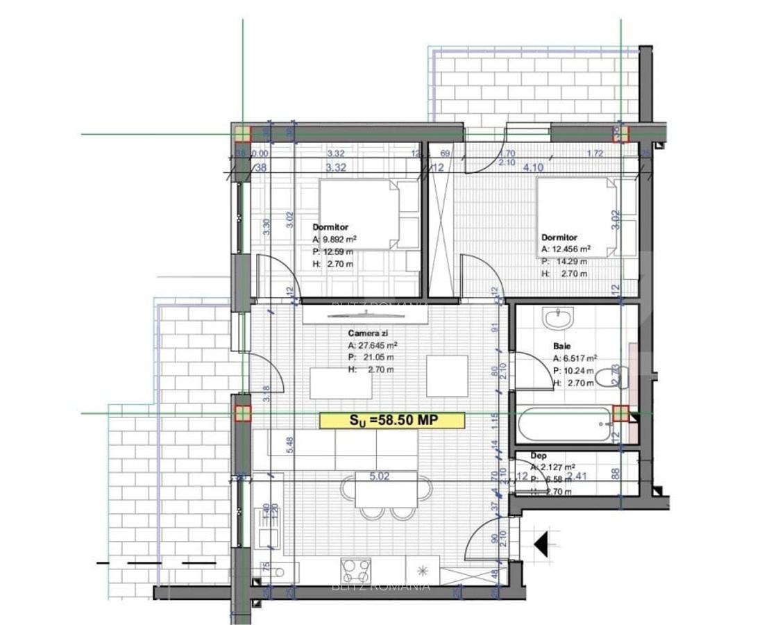 Apartament de 3 camere, 59 mp, posibilitate garaj, zona Terra - 7 Apartament de 3 camere, 59 mp, posibilitate garaj, zona Terra - 7