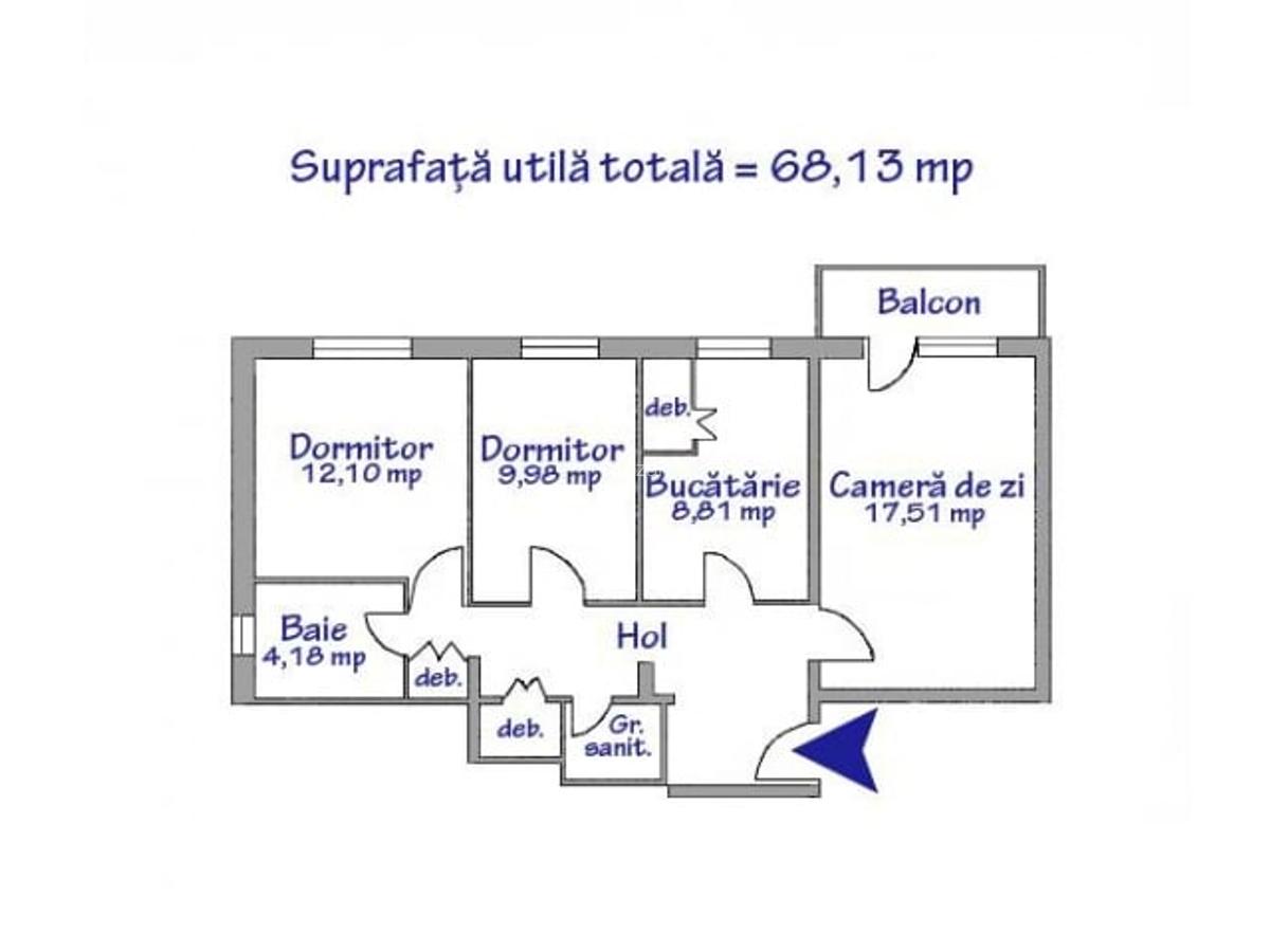 Apartament 3 camere de vanzare, zona Republicii, 68 mp #16573 - 11
