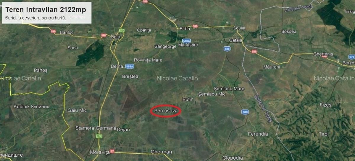 Comision 0% - Percosova, teren intravilan 2.122mp, front stradal 17.70ml - 4