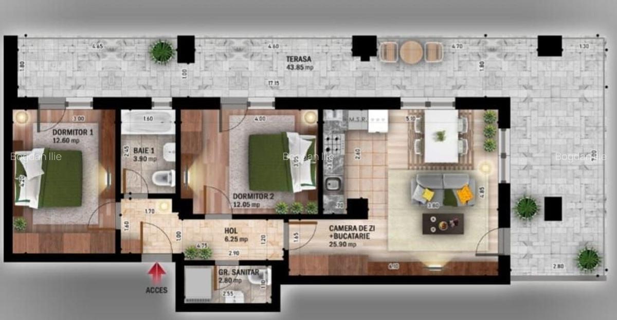 AP. 3CAM. LIVING OPEN SPACE+TERASA-BLOC FINALIZAT / COMISION 0%! - 2
