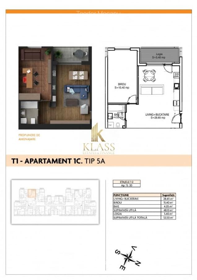 Studio spatios | 53,5 mp | Proiect nou | Metrou Aparatorii Patriei - 4