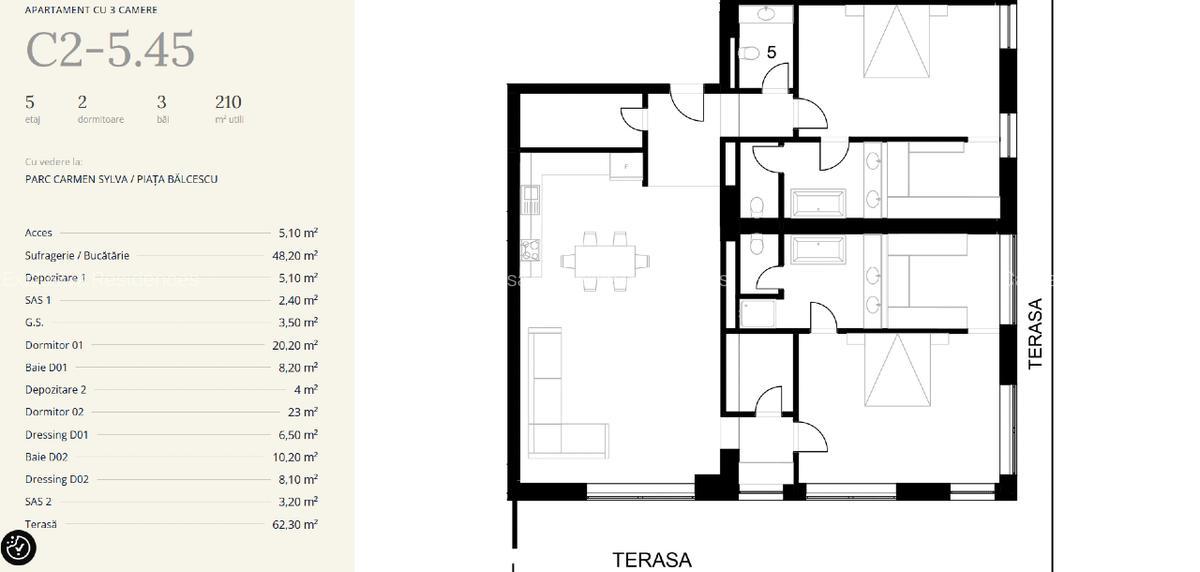 Apartament cu 3 camere decomandat în Central - 5