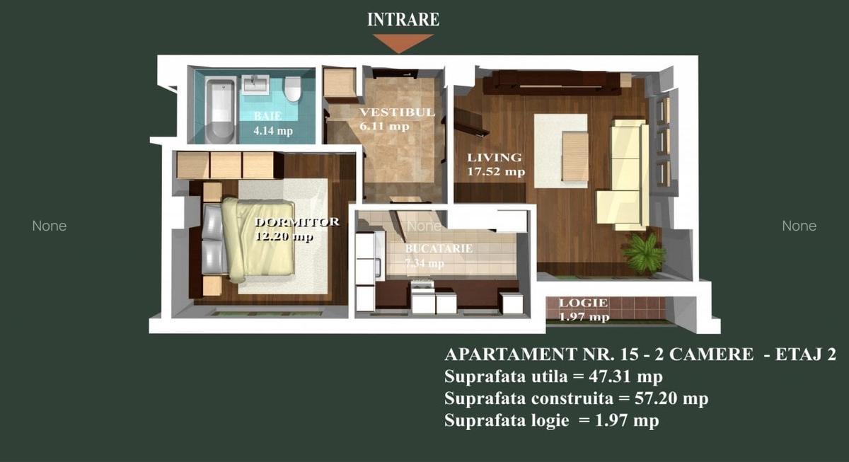 Apartament cu 2 camere decomandat în Băneasa - 2