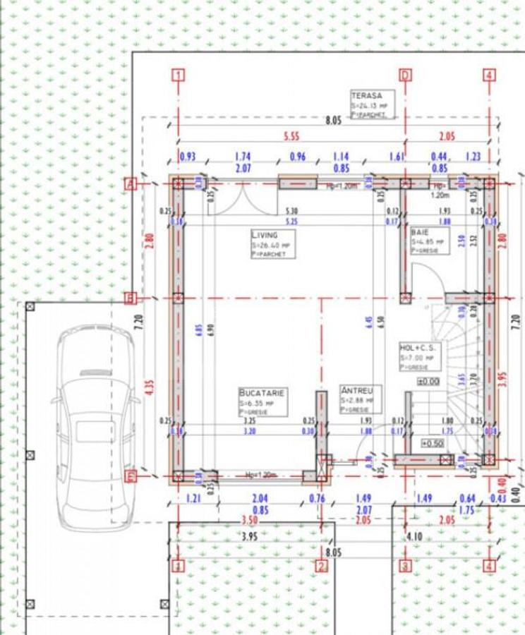 Casa individuala 109 mp utili, 400 mp teren, semifinisata, z - 26