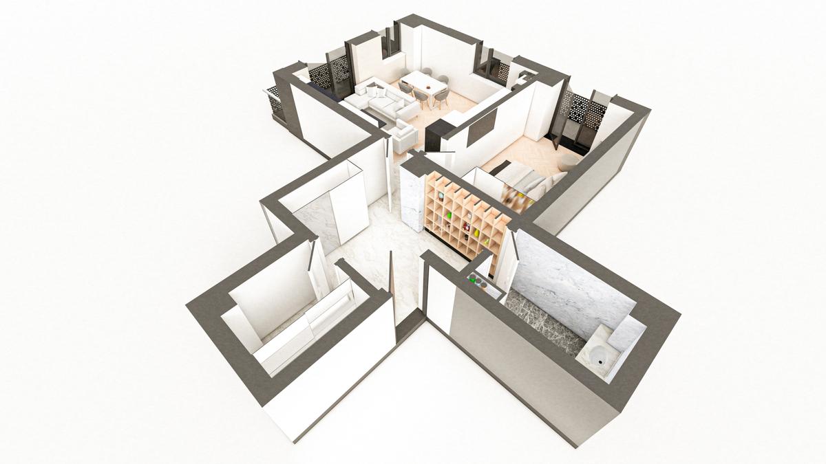 BRAUS CONFORT - Apartament Tip E – 2 Camere Open Space + Dressing - 3 BRAUS CONFORT - Apartament Tip E – 2 Camere Open Space + Dressing - 3