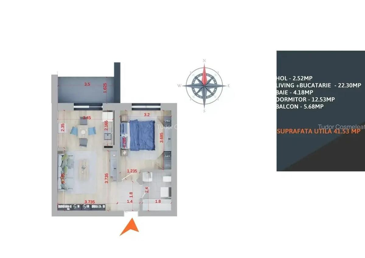 Apartament cu 2 camere decomandat în Titan - 7