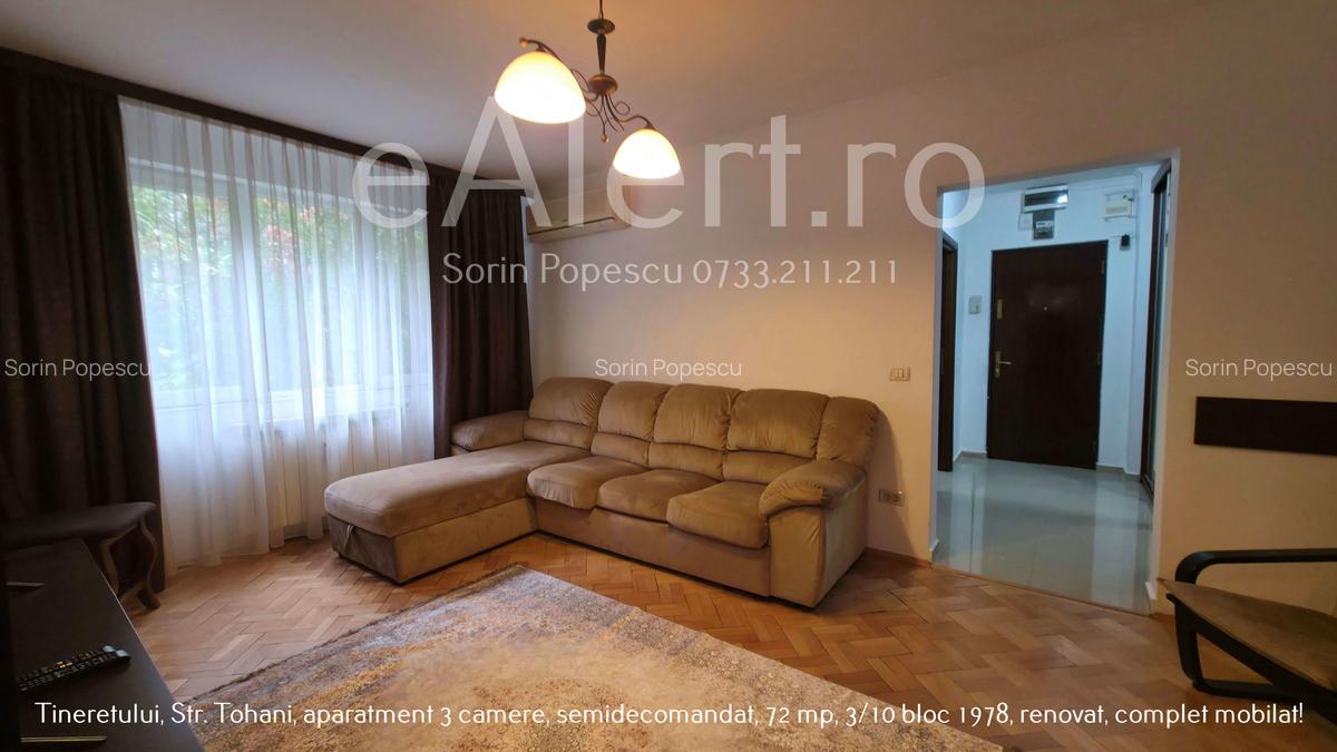 Apartament 3 camere decomandat, 72 mp, etaj 3/10 – Tineretului, strada Tohani. - 2