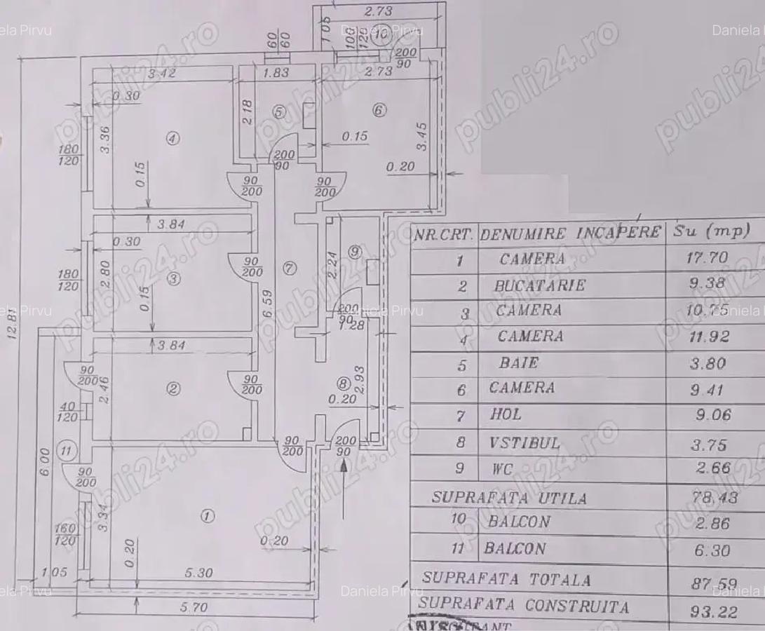 4 camere, etaj 7 din 9, LIBER, CENTRALA TERMICA, acte la zi, B-dul Republicii - Soseaua Nordului - 10