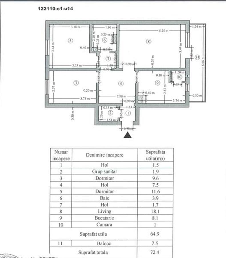 Apartament cu 3 camere, 2 bai, UMF CENTRU, decomandat, bloc din 1980 - 15