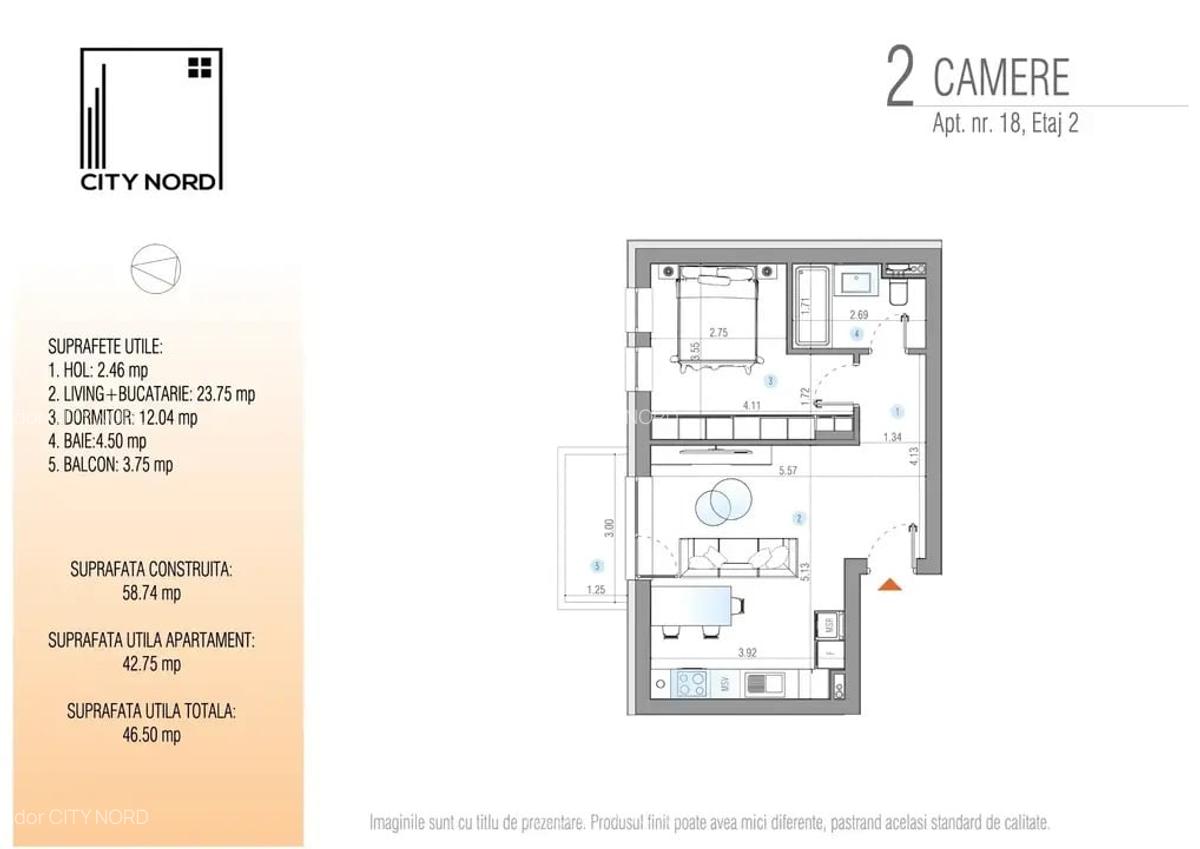 Pret EXCELENT - Studio Dublu - 42.5 mp - Etaj 2 din 3 - Caramida - 3