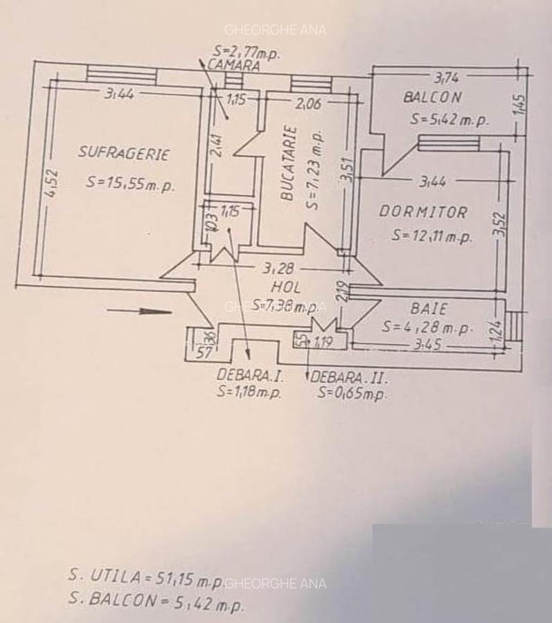 Apartament 2 cam, etaj 3, zona Nord - 12