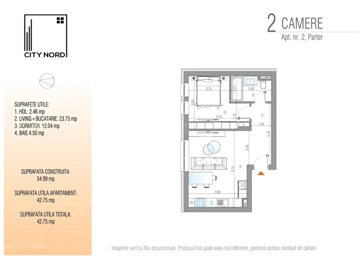 OFERTA ! Studio Dublu 42.7 mp, Caramida si incalzire pardoseala - 3