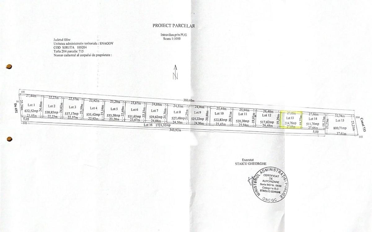 Teren Construcții intravilan de 514 mp, în Vlădiceasca - 3