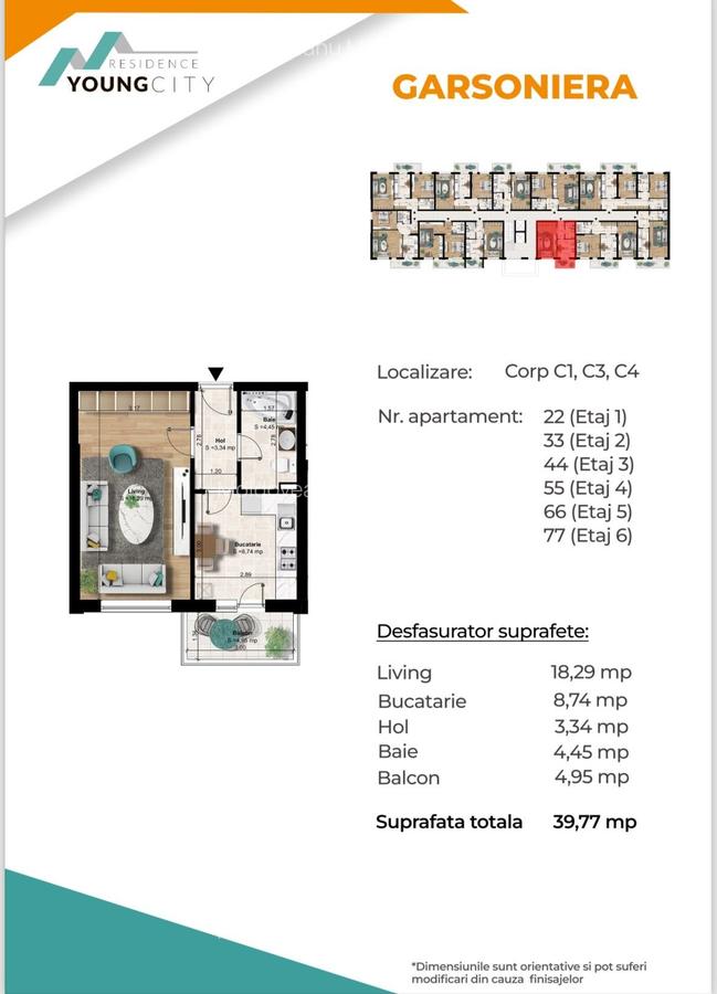 Oferta! Garsoniera decomandata 5 minute metrou Berceni - 49.600+T.V.A - 10