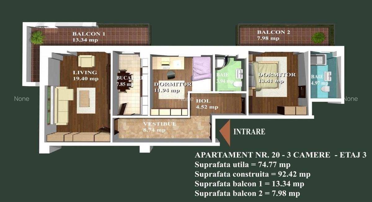 Apartament cu 3 camere decomandat în Băneasa - 5