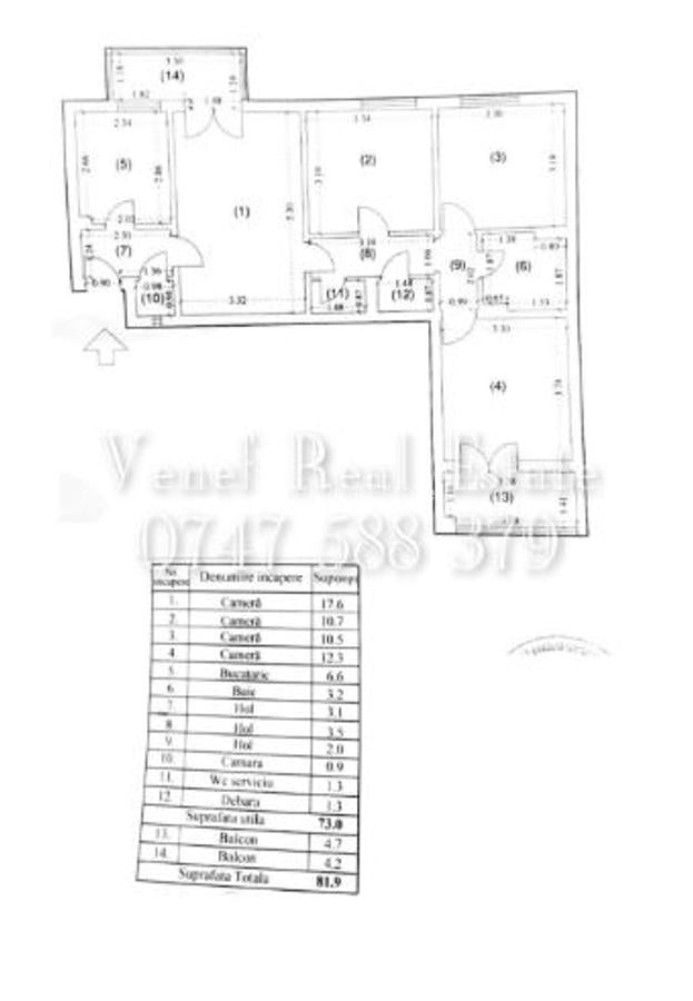 4 Camere 81 mp etaj 3 Barajul Bistritei 1 Decembrie 1918 Faur 0% Comision cumpărător - 10