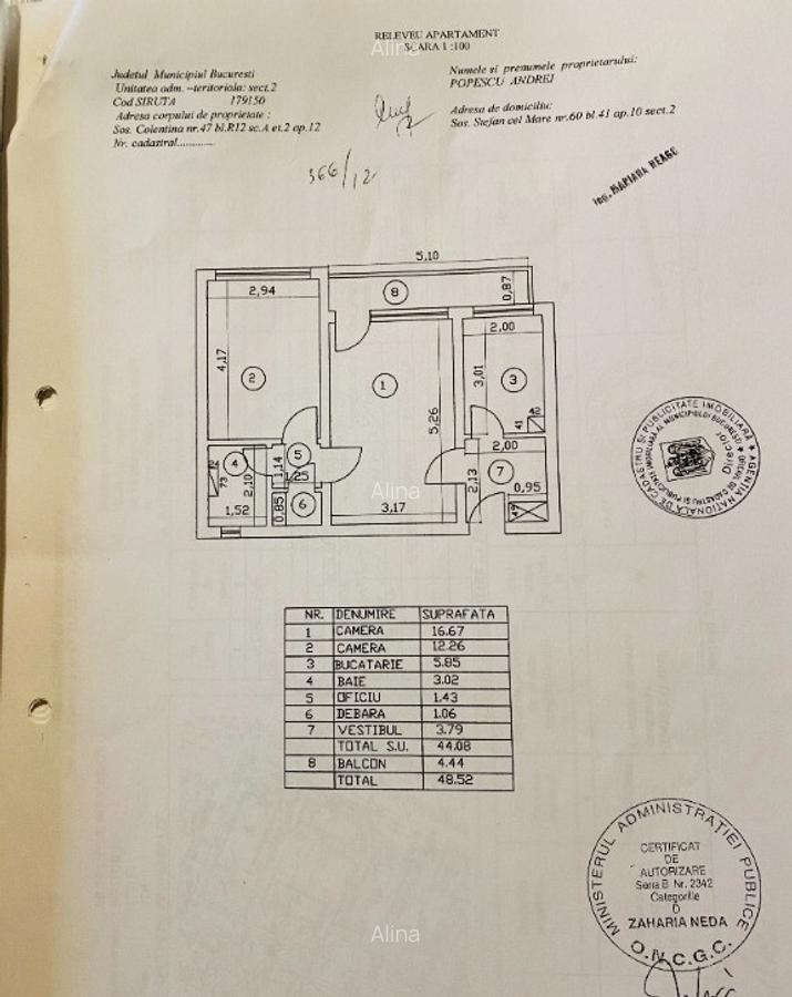 Proprietar Apartament 2 Camere (Obor - Doamna Ghica): 48,52 mp - 8