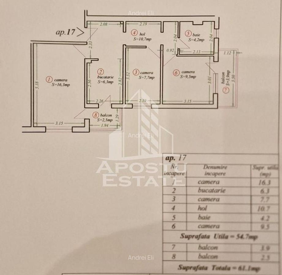 Apartament 3 camere, decomandat, centrala proprie, Zona Girocului - 12