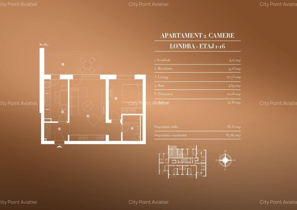 Apartament 2 camere de vanzare - City Point Aviatiei - 10