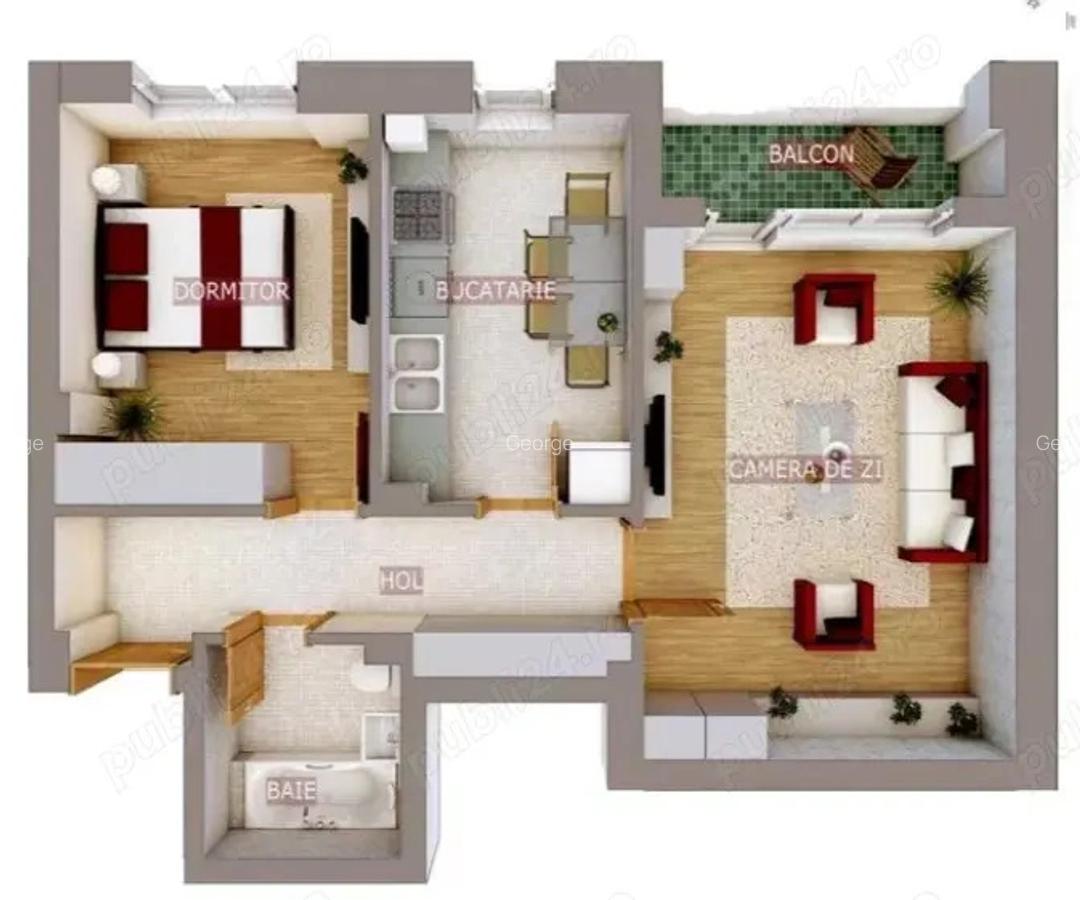 Apartament mobilat Rotar Park 1 langa metrou Pacii cu 2 camere decomandat suprafata 55mp - 1