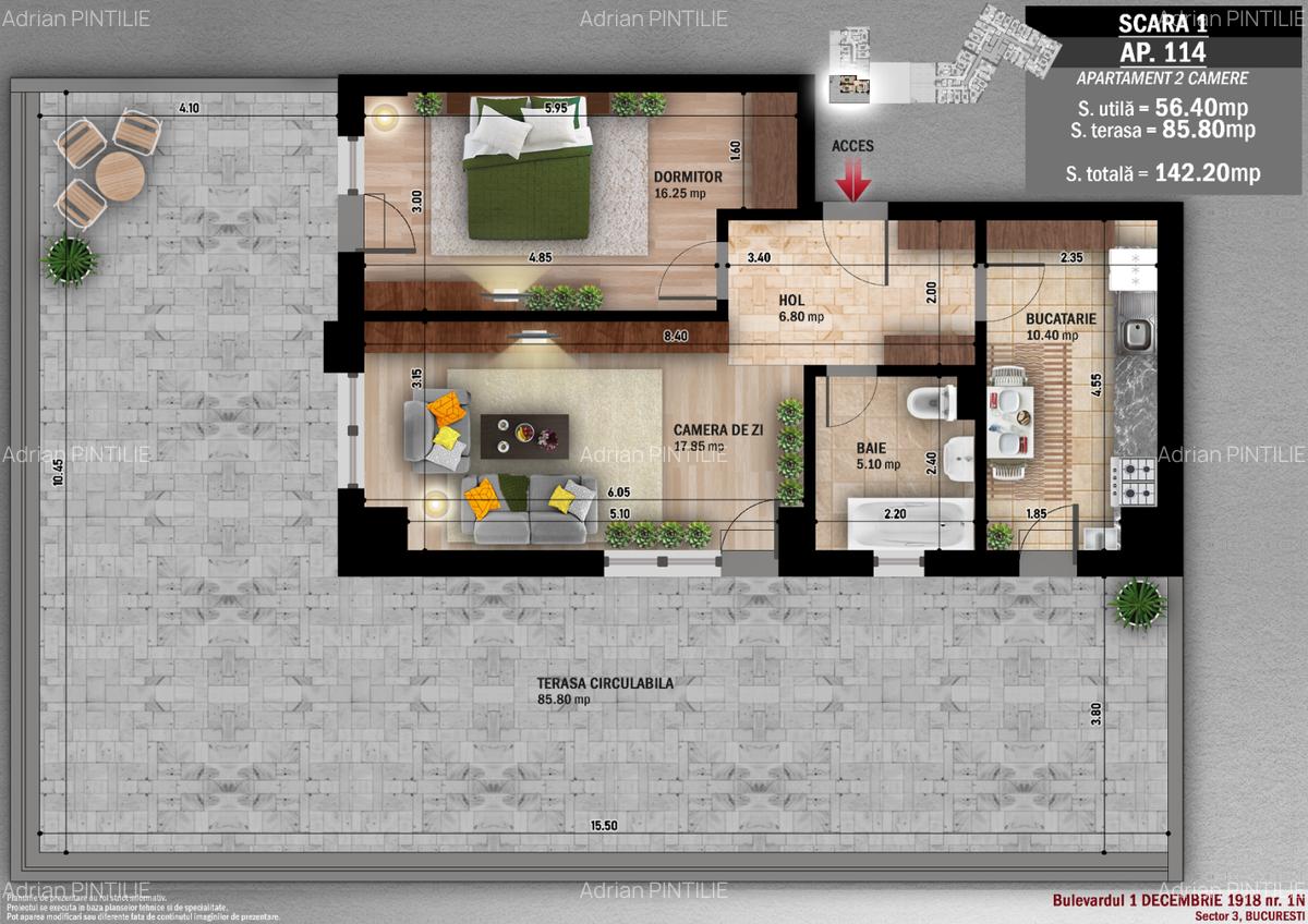 Apartament cu 2 camere decomandat în 1 Decembrie 1918 - 22