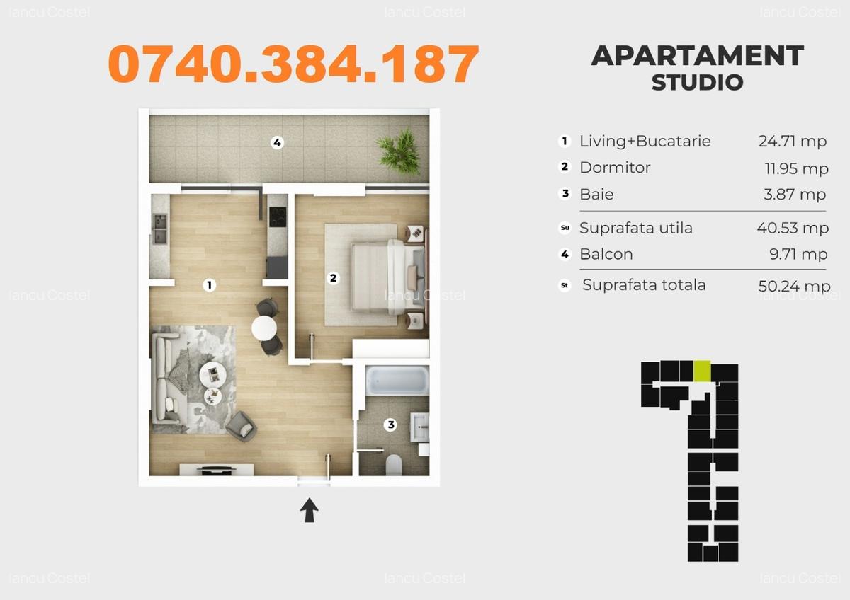 2 camere - tip studio - 50mpu - Metrou Berceni 400 metri - 2