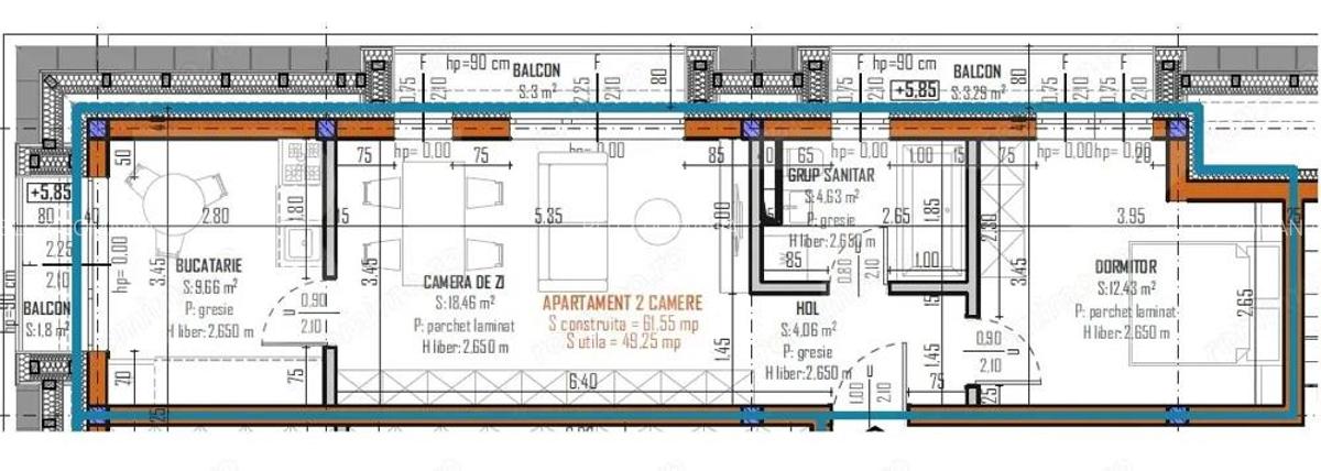 Apartament 2 camere, 49mp, bloc nou, zona Regal, Baciu - 1