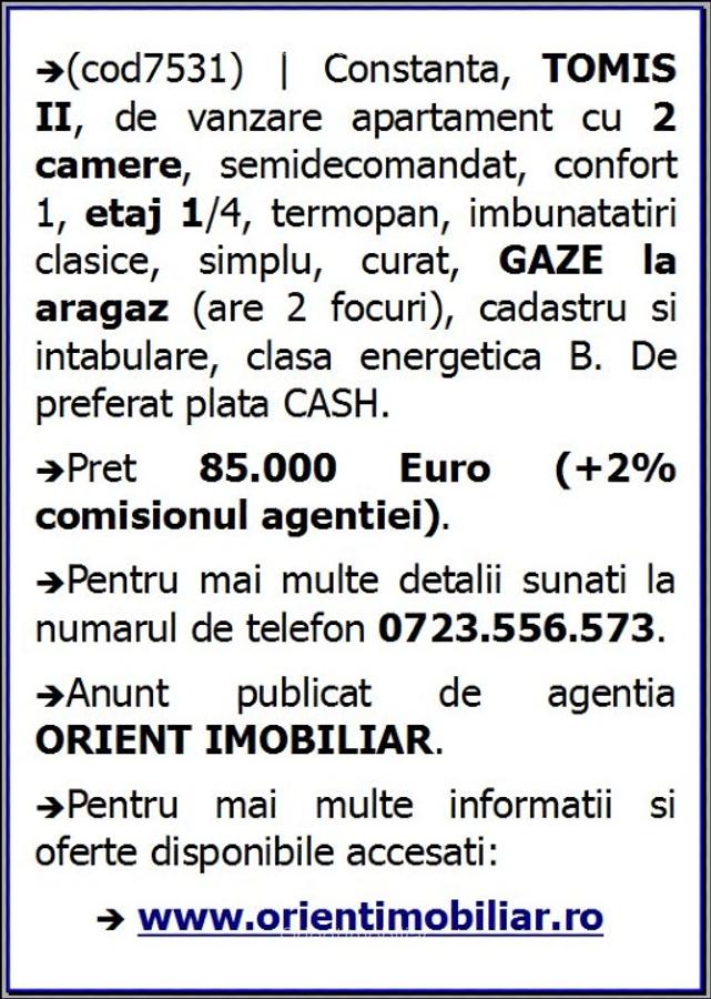 Tomis 2, apartament 2 camere, etaj 1, vanzari Constanta - 9