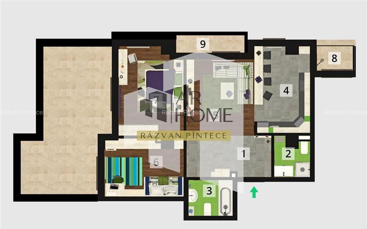 Apartament 3 camere de lux, terasa 35 mp, bloc nou, central, - 4