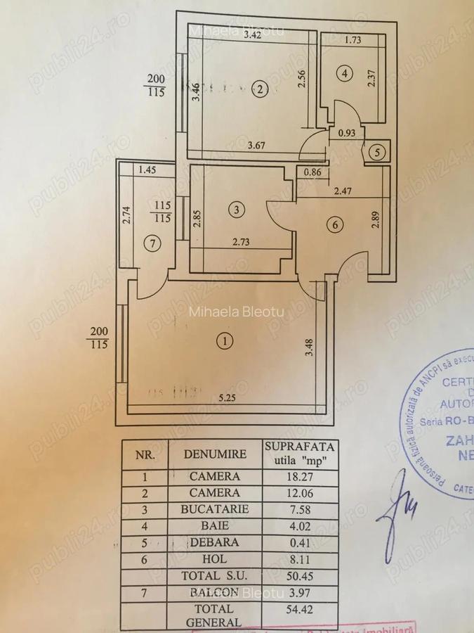 Proprietar vand apartament 2 camere, decomandate, et 3 din 4, Su 54,42 mp, an construit. 1982 - 9