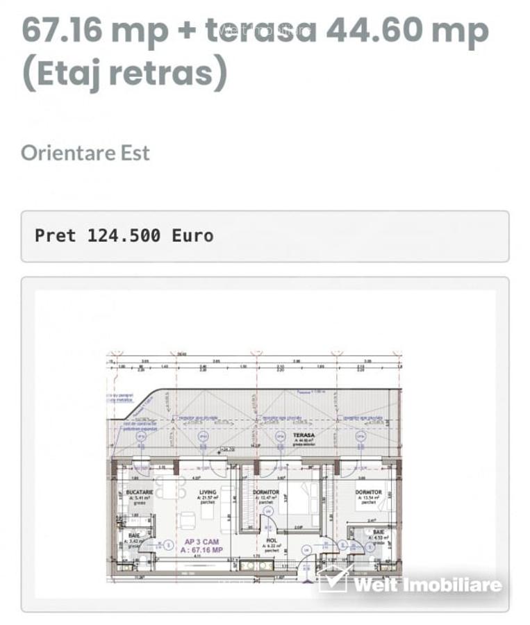Apartament tip Penthouse + Terasa 44 MP,  Eroilor Floresti - 1