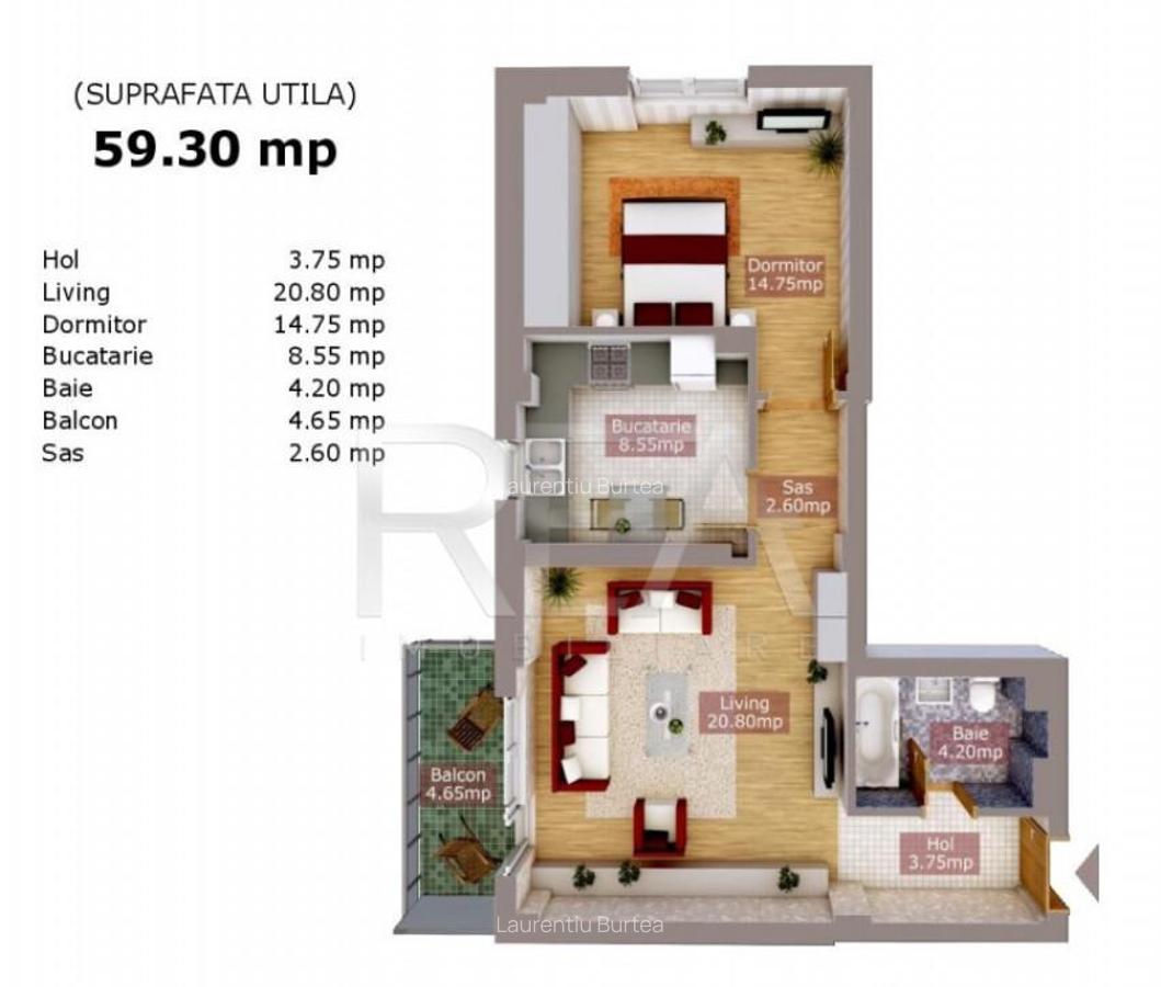 2 camere 59 mp, 10/10, Pacii, Rotar Park 1. - 14