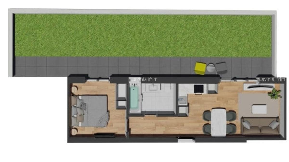 Apartament finisat 2 camere si curte 55 mp, zona Vivo - 1