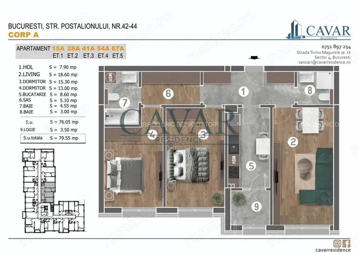 Discount 3000 euro Apartament 3 Camere 2 Bai Comision 0% - 4