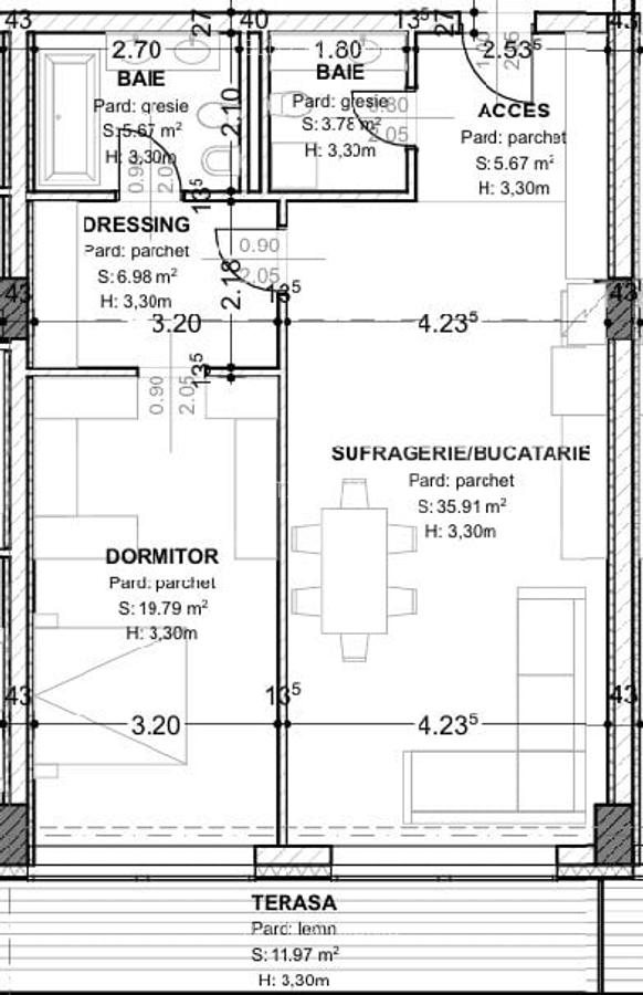 Apartament de Lux | 89,8 mp utili | 2 bai | Terasa 12 mp | Etaj 1 - 1