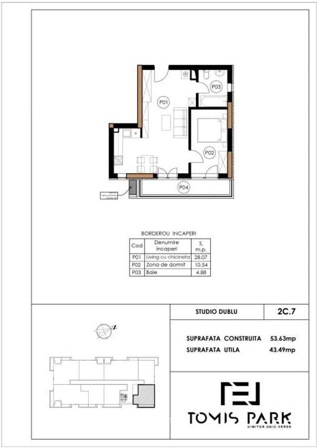 Studio dublu în complexul rezidențial Tomis Park - Faza a II-a - 2