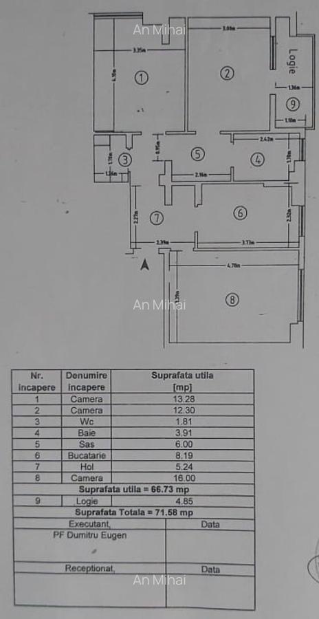 PF Vand Apartament decomandat, 3 Cam, 2 bai, Iasi, Zona Dacia, Etaj3/8 - 7