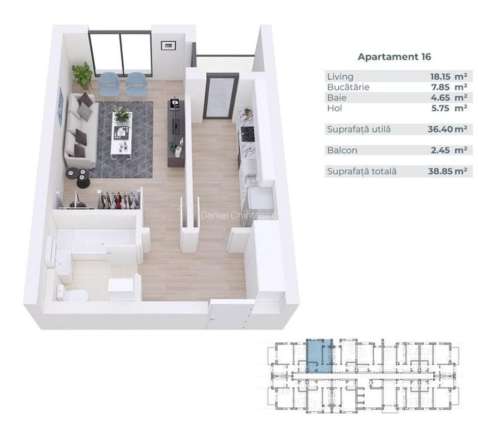 Garsoniera Spatioasa Bulevardul Metalurgiei 38.85Mp - 6