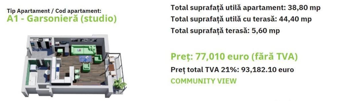 C/1556 De vanzare apartament cu 1 camera in Tudor-Green Residence - 6