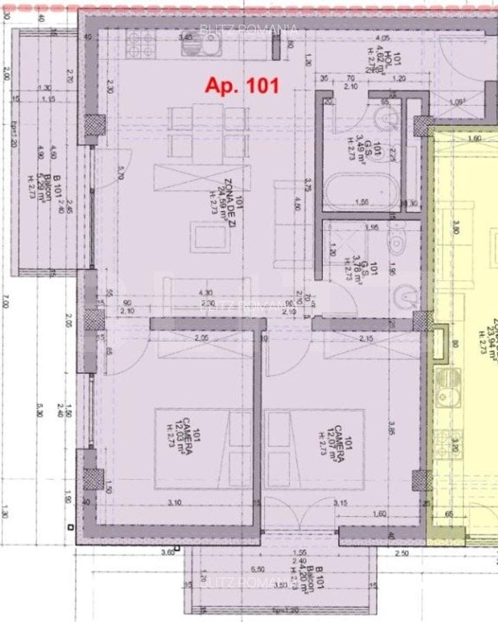 Apartament cu 3 camere, 60,59 mp, intr-un bloc nou, zona-ultracentrala - 1