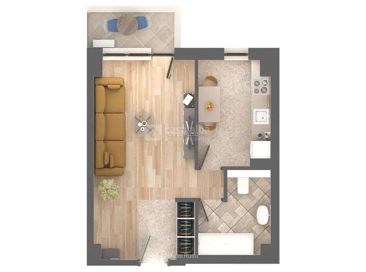 Apartament 1 camera, bloc nou, Podu Ros, intabulat! - 1