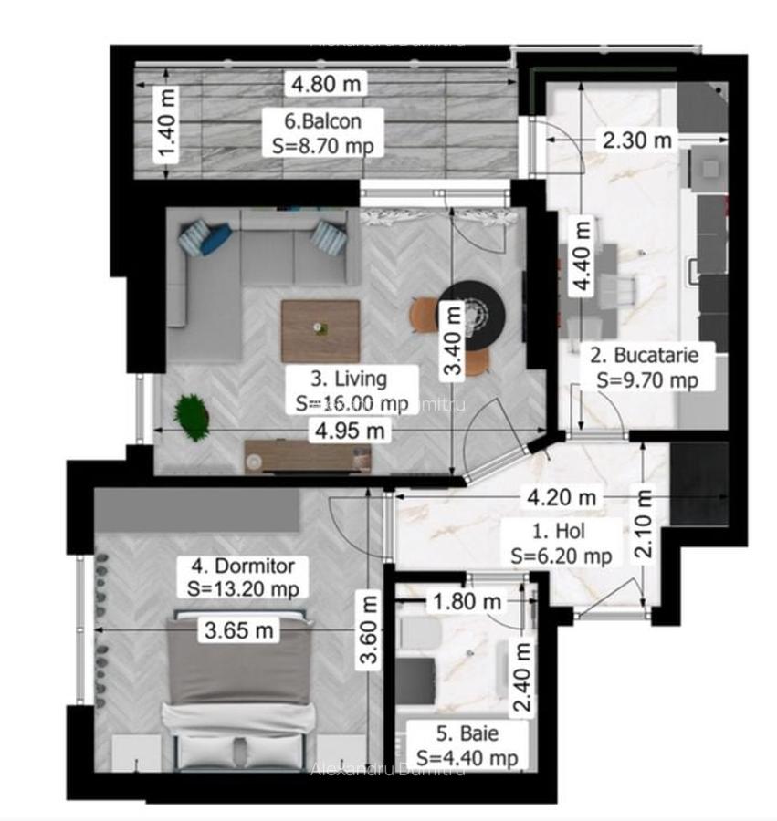 Apartament cu 2 camere decomandat în Măgurele - 2