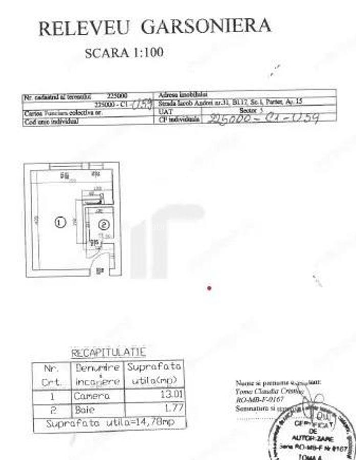 Garsoniera situata la parter, Str Iacob Andrei, bloc civilizat ! - 5