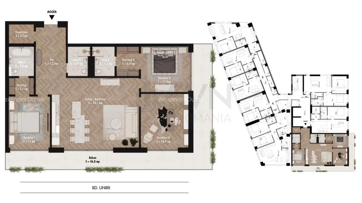 Apartament cu 4 camere semidecomandat în P-ța Unirii - 13