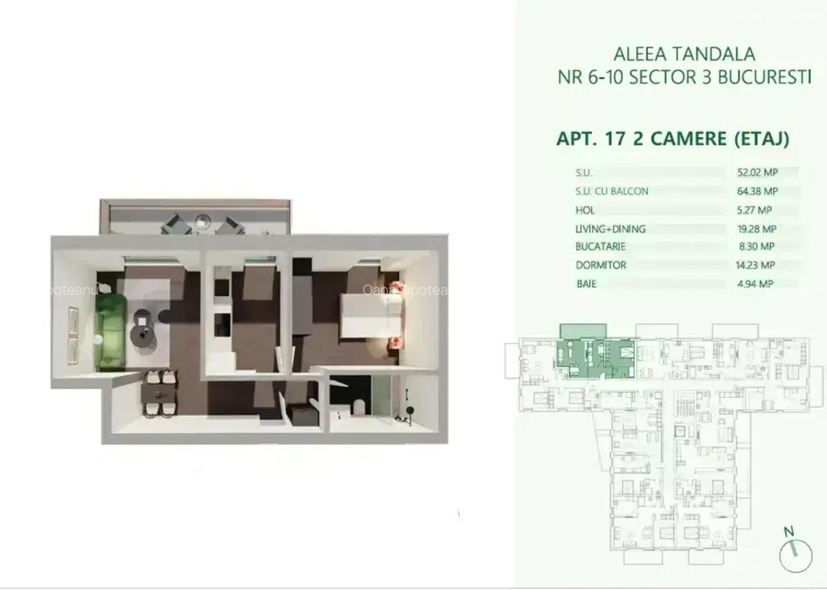 Apartament 2 camere 64,72 mp | Lux | Aproape de metrou I COMISION 0 % - 7