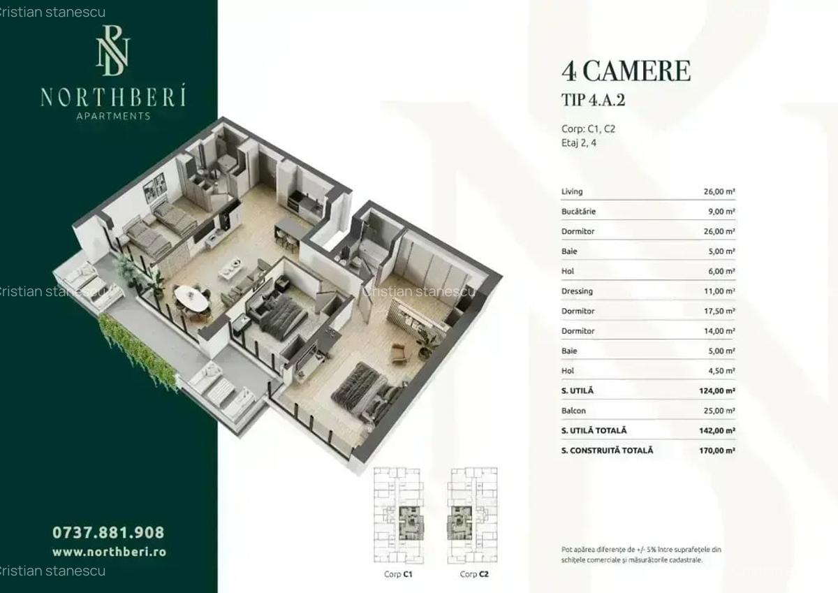 Apartament cu 4 camere decomandat în Băneasa - 9